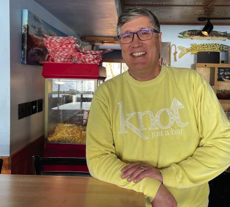 People can stop in at Omena’s Knot Just a Bar to grab breakfast Monday through Friday from 8-11 a.m., and on Sundays from 11 a.m. to 3 p.m. Knot Just a Bar owner David Waskiewicz is seen posing for a photo Monday morning at the restaurant. Enterprise photo by Meakalia Previch-Liu