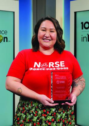 Samantha TwoCrow, Suttons Bay Public Schools Indigenous Education director, is the recipient of the Michigan Lottery Excellence in Education award. Courtesy photo