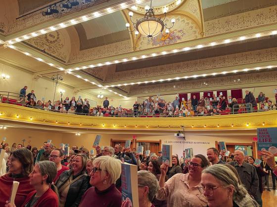 The City Opera House was packed Thursday evening, with about 430 tickets sold, plus 190 others tuned in via livestream for the National Writers Series event. Enterprise photo by Meakalia Previch-Liu