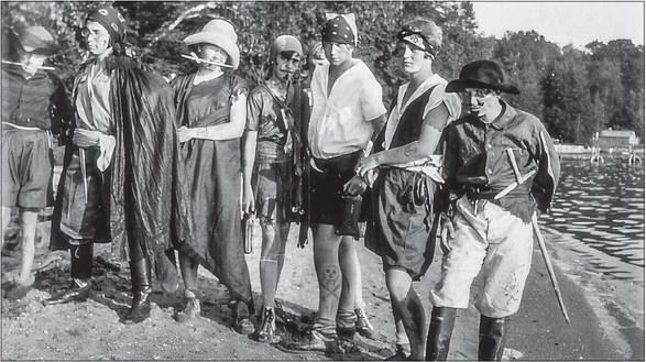 The children of East Leland summer resorters dressed up as pirates as one of their activities at Camp Oshibwa. Photo courtesy of Leelanau Historical Museum