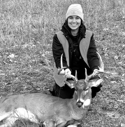 Opening day of hunting season was lucky for Nicole Aboudib of Grand Rapids. She bagged this dandy nine point buck on private property in Leland Township. It was her first buck since she started hunting alone a couple years ago. Courtesy photo